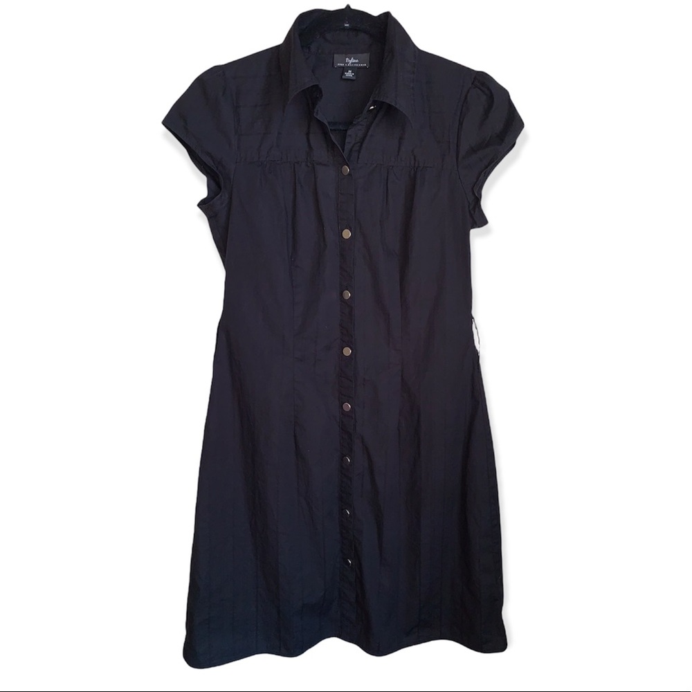 Black Front-Button Shirt Dress sz M